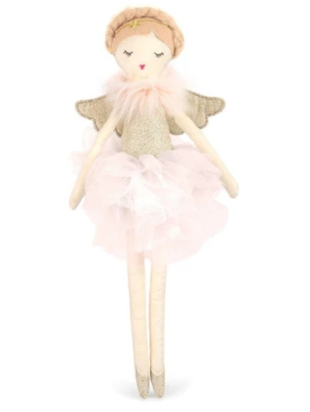 Mon Ami Designs Ballerina Soft Pink & Gold Fairy Doll Plush